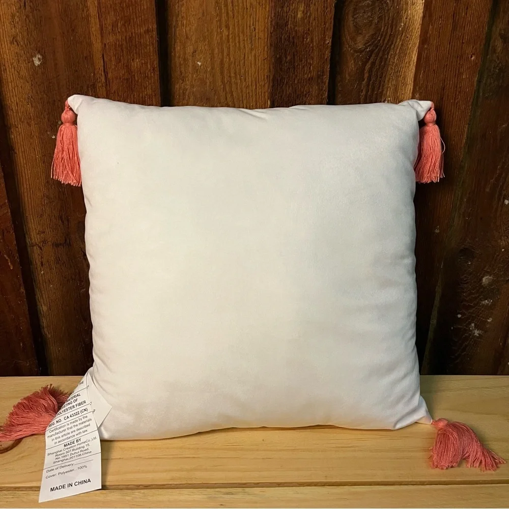 Girly Ghost Bows Throw Pillow With Tassels Spooky Halloween Pink Floral